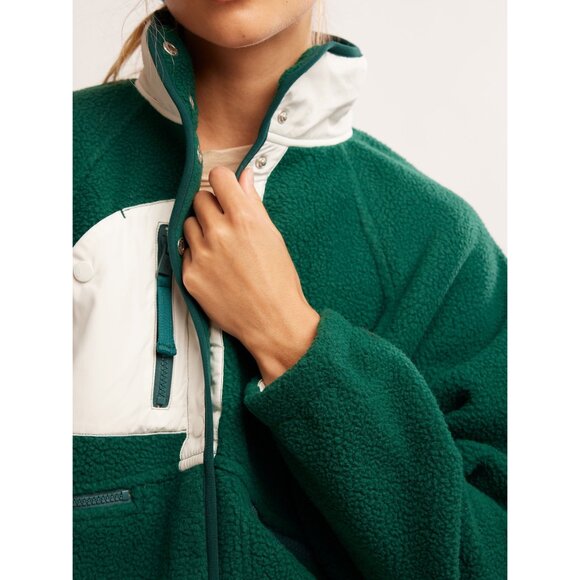 🆕 FP MOVEMENT Hit The Slopes Colorblock Fleece Jacket / Evergreen Combo - Picture 8 of 9